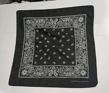 Vintage Bandana Black  White Paisley RN13962 100 Polyester Made In China