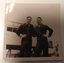 WW2 era Snapshot Photo Vintage Military Navy Sailors Handsome Uniform Posing