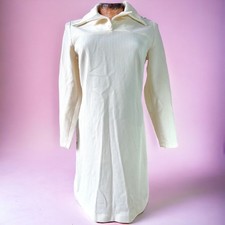 VINTAGE 70  s Dagger Collar Dress Womens Small Ribbed Knit Minimalist Retro Mod