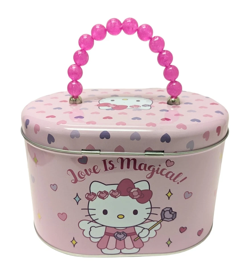 Hello Kitty Ovalado Llevar Todo con Asa de Cuentas, Rosa y Blanco, Cierre y Bisagra Foto 3 de 4