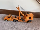 1950s Tonka Truck State Hi-Way Lowboy Semi Trailer Back Hoe Shovel Pressed Steel