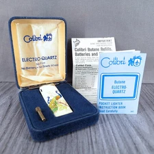 Vintage Calibri Peacock Lighter With Case - Untested Has Scratches