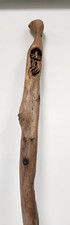 Hand Carved Wood Folk Art Forest Man Walking Stick Cane Signed 1986