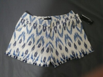 Drew Womens 100% Cotton White & Blue Shorts Size 0
