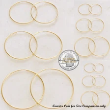Endless Hoop Earrings, 18K Yellow Gold Filled,Tarnish-Resist, Many Sizes, Unisex