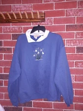 Vintage Top Stitch by Morning Sun Sweatshirt Size 3xBlue Floral Design