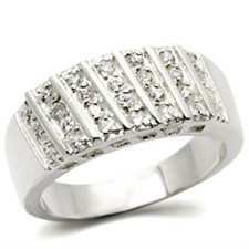30214 - High-Polished 925 Sterling Silver Ring with AAA Grade CZ in Clear