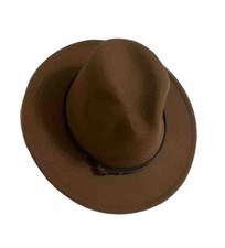 Women Belt Buckle Fedora Hat Classic Wide Brim Floppy Felt Panama Hat