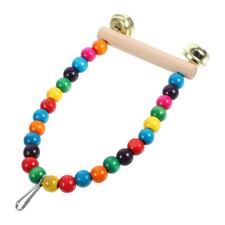 Bird Cage Hanging Perch with Bell Wooden Parrot Swing Bird Perch Hanging Stand