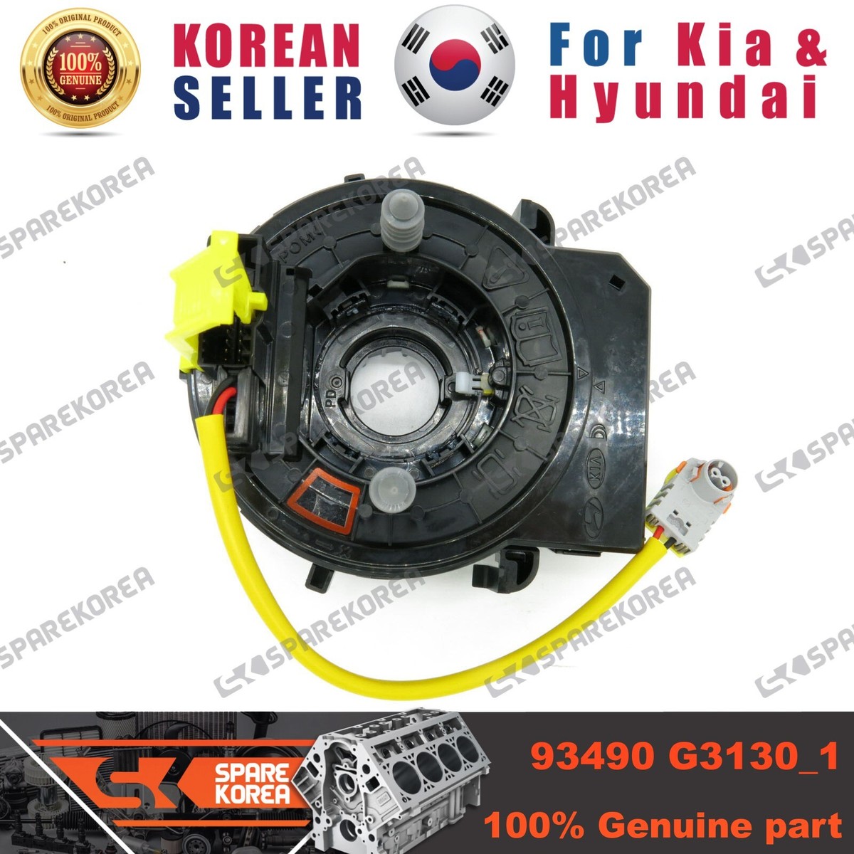 Genuine/OEM 93490G3130 CONTACT ASSY-CLOCK SPRING for Hyundai Kona 