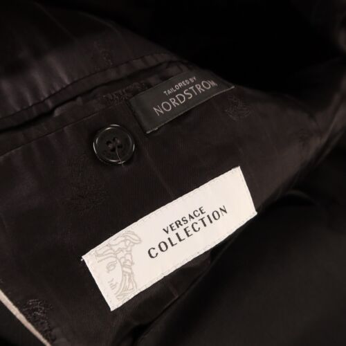 Versace Jacket XL Black Worsted Wool Serge Twill Blazer Sport Coat Nordstrom 46R - Picture 6 of 16