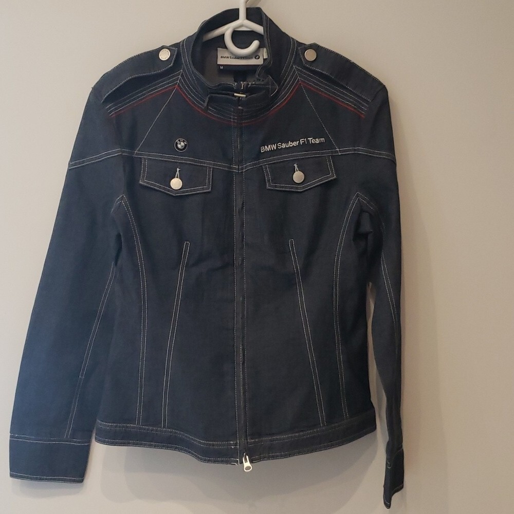 BMW Sauber F1 Team Denim Jacket Women's Medium Light Blazer Zipper