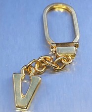 Noble Porte-Clés Lettre V Réel Plaqué Or Porte-Clé