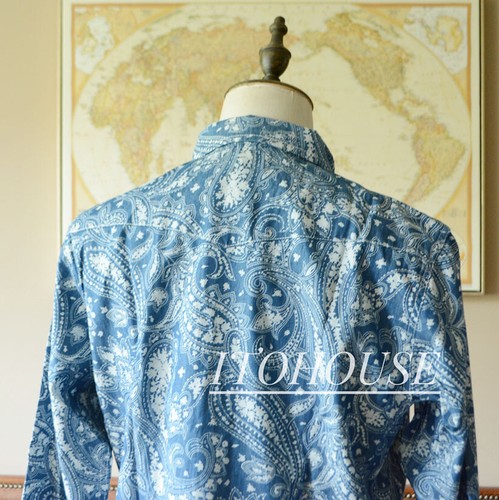 Handcrafted Men's Western Shirt with Pull-Dyed Paisley Pattern - Picture 4 of 7
