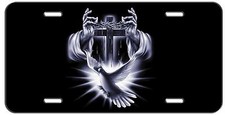 License Plate Christian Dove Praying Hand Cross Auto Tag