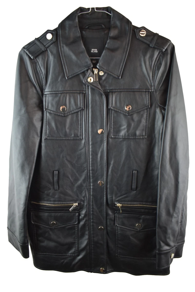 Veste Faux Cuir Bleu River Island - Style Biker, Taille Regular, Occasion Très Bon état