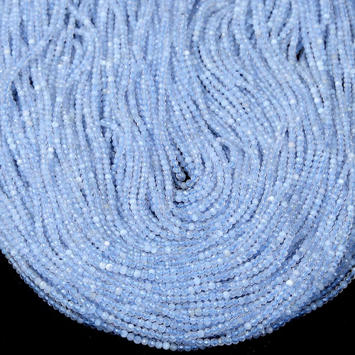 2MM Chalcedony Blue Lace Agate Grd AAA Micro Faceted Round 15 inch(80016794-P64) - Foto 2 di 3