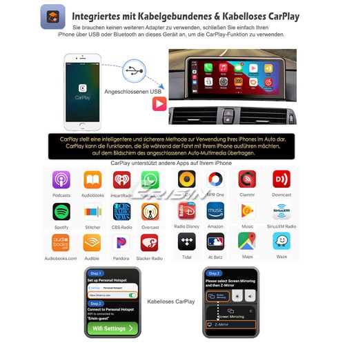 10.25" CarPlay Android 14 Autoradio GPS Navi BMW 3er F30 F31 F34 4er F32 F33 M3 - Bild 5 von 22