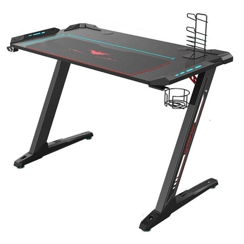 Eureka ERKEDKZ1S Ergonomic Z1S Gaming Desk with Blue LED Lights