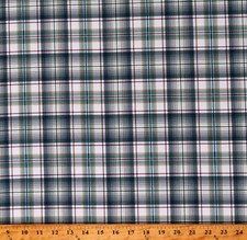 Cotton Plaid Stripes Patterned Designs Blue Red Tan Fabric Print by Yard D153.16