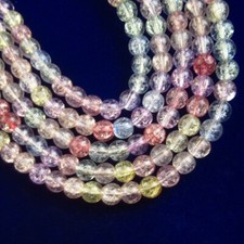 1Strand 6mm Multicolor Rock Crystal Round Ball Loose Beads 15.5 Inch CJ987