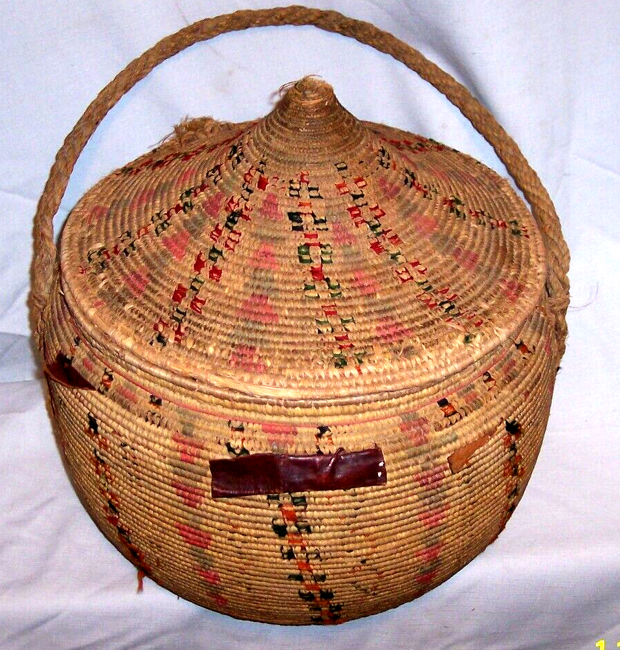 ビンテージインディアンバスケット LARGE VINTAGE ANTIQUE HAND WOVEN INDIAN BASKET 16 