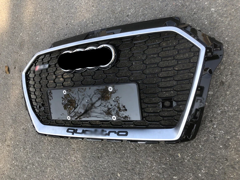 适用于奥迪 A3 S3 2017 - 2020 RS3 风格银色环蜂窝前保险杠格栅 — 第 4/4 张图片