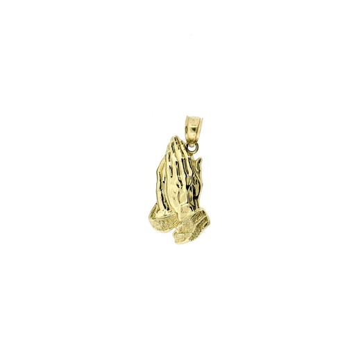 Echt 10K Gelbgold Diamantschliff betende Hände Anhänger, 10KT Charm, Herren Damen - Bild 4 von 7