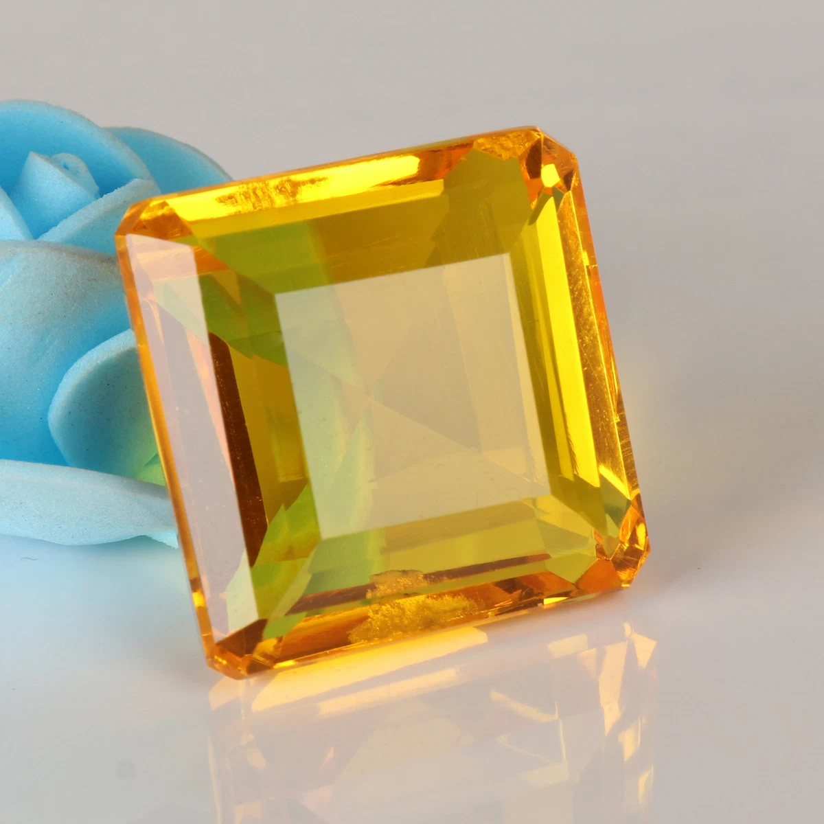 Large 100CT Yellow Citrine Square Faceted Cut Loose Gemstone Best