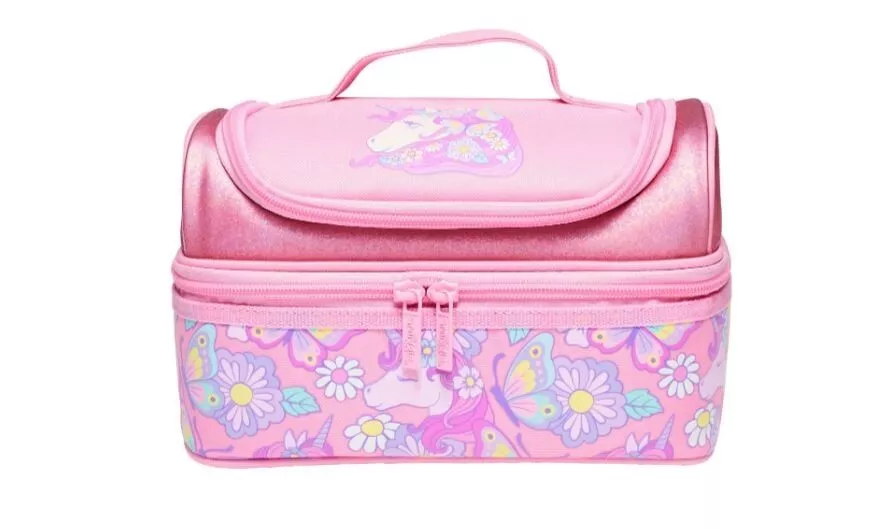 Girls SMIGGLE Better Together Pink Unicorn School Lunch Box Bag Double  Decker