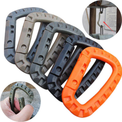 5x D Form Ring Karabiner Kunststoff Schlüsselanhänger Haken Clip Snap Outdoor