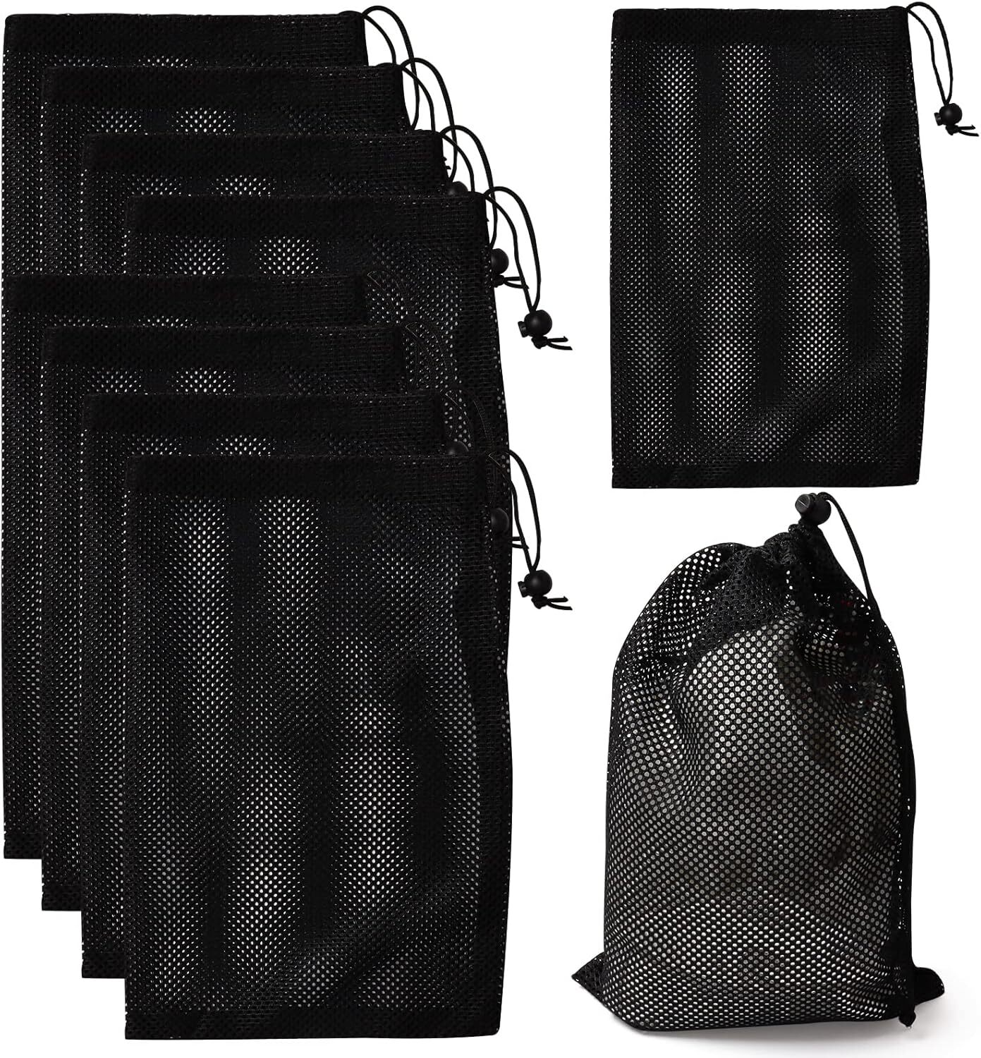10Pcs Nylon Mesh Drawstring Bag,8 X 12 Inch Nylon Mesh Bags with Drawstrings Bla