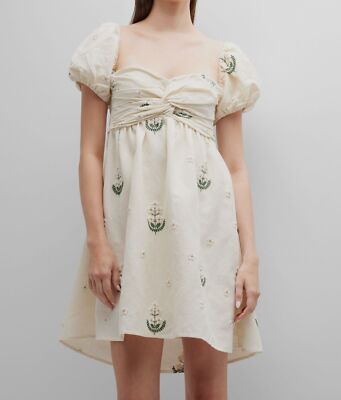 $648 Eddy Women Beige Meadow Beaded Floral Puff-Sleeve Linen Mini Dress Size XXL | eBay $648 Eddy Women Beige Meadow Beaded Floral Puff-Sleeve Linen Mini Dress Size XXL | eBay