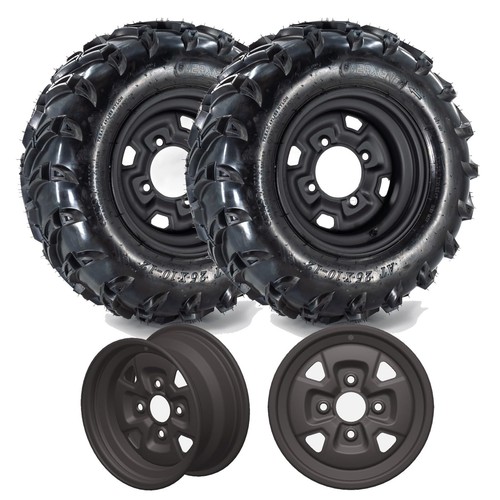 2Pcs Atv Tires 25x8-12 Utv Tires W/12" Wheel Rim 4 Bolt 4x110 Pcd 3.5+2.5 Offset