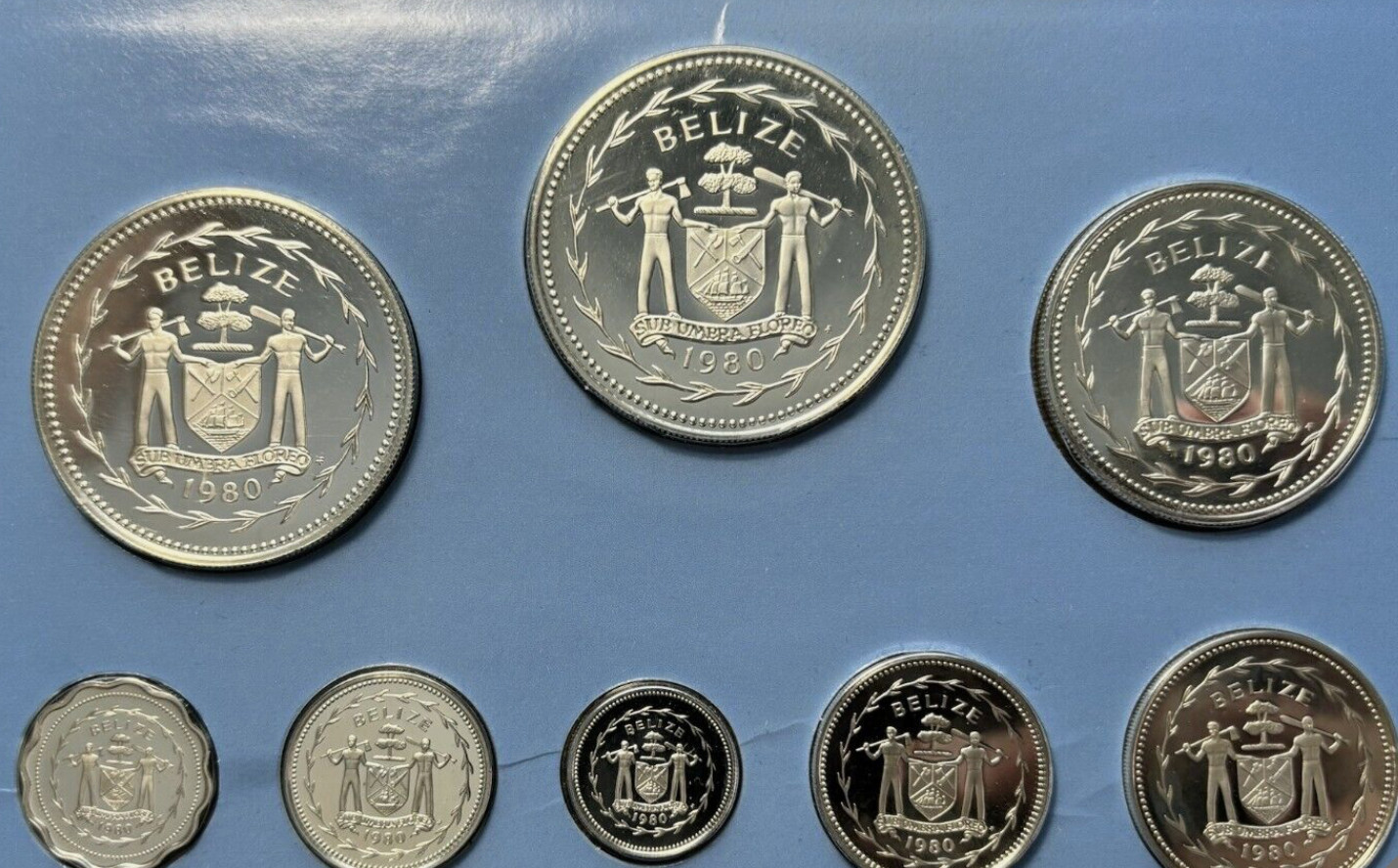 1980 Belize Sterling Silver Proof Set 2.92ozt ASW Toucan Macaw Low ...