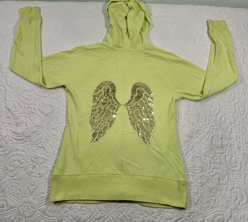 Victoria’s Secret Hoodie Damen Small Limette Engelsflügel Reißverschluss Pailletten Flügel - Bild 5 von 7