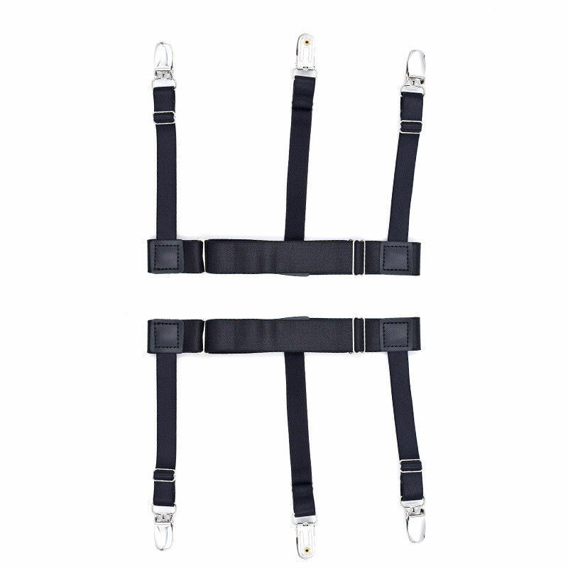 Mens Shirt Stays Thigh Garters Suspenders Non-slip Locking Clips