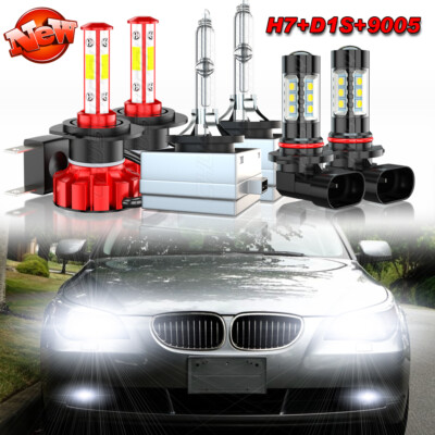 H7+D1S+9145 LED Headlight + Fog Light Bulbs for BMW 750i 750Li 760Li 2006-2008