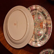 Two 18.5" Early Chinese Rose Medallion Platters exquisite detail