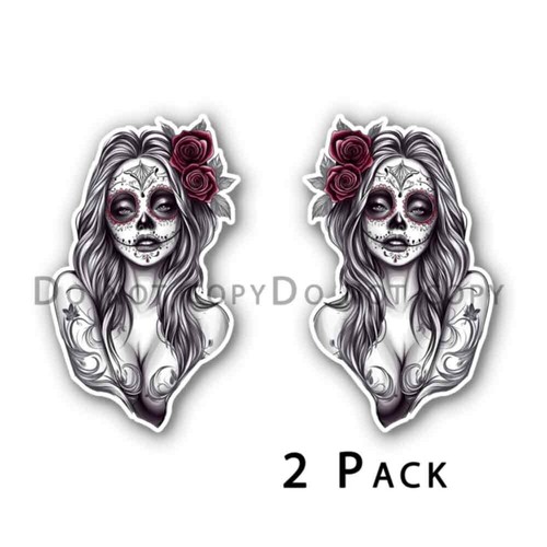 Dia de los Muertos stickers 2 pack of Decals Day of the Dead Sugar Skull #34117 - Afbeelding 1 van 2