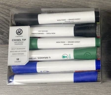 U Brands Chisel Tip Dry Erase Markers 18 pack With Eraser Caps Basic Colors