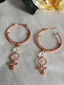 Authentic Clear Quartz (Master Healer) Rose Gold Plated Wirework Venus Earrings