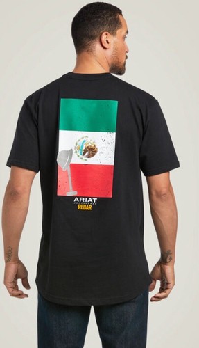 Ariat Rebar Men’s Cotton Strong Mexican Pride Graphic Pocket Black T-Shirt!(XL)