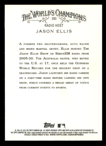 2022 Topps Allen & Ginter Jason Ellis #293 - Picture 2 of 2