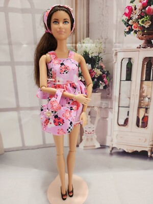 HANDMADE FOR BARBIE DOLL LADY BUG PRINT VALENTINE SHORT SET CLOTHES