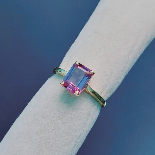 14K vergoldeter Ring, Alexandrit Stein Schmuck, (25 Silberring für Frau Ring