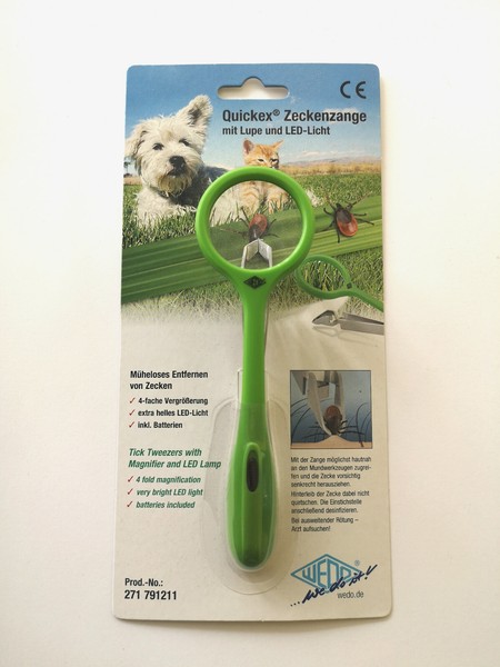 Zeckenzange Mit Lupe Und Led Zecken-Pinzette Zeckenhaken Hunde Katzen Haustiere-image