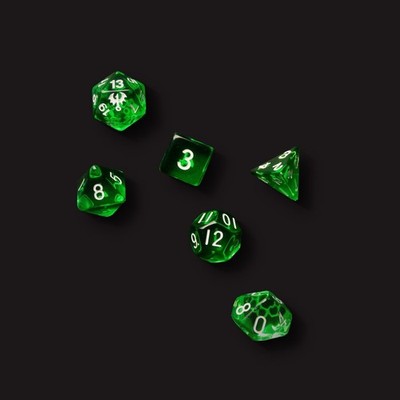 Dragonbane RPG Polyhedral Dice Set (6) Translucent Green