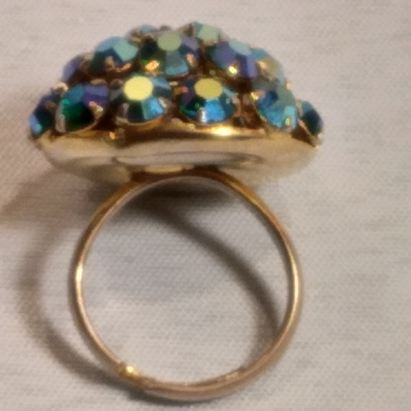 Adjustable Multicolored Crystal Dome Ring  Size 6 - image 2
