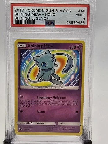 2017 POKEMON SUN & MOON SHINING LEGENDS #40 SHINING MEW-HOLO PSA 9 MINT